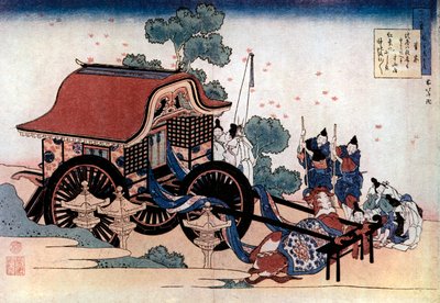 拉三轮马车，日本木刻，c1780-1849。 作者 葛饰北斋