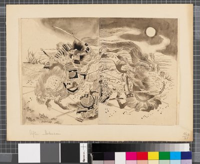 日韩战争场景，18 世纪末至 19 世纪上半叶（纸本水墨画） 作者 葛饰北斋
