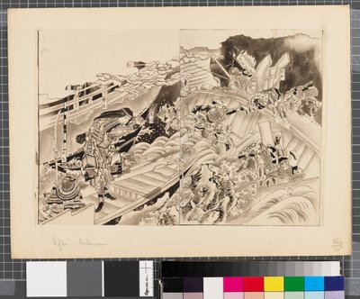 日韩战争场景，18 世纪末至 19 世纪上半叶（纸本水墨画） 作者 葛饰北斋