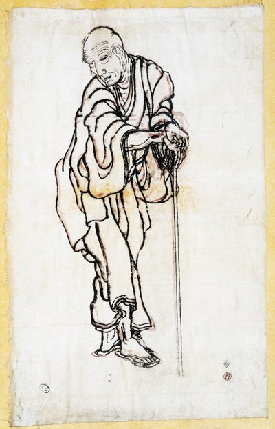 老人自画像，约 1840-49 年（纸上笔墨） 作者 葛饰北斋