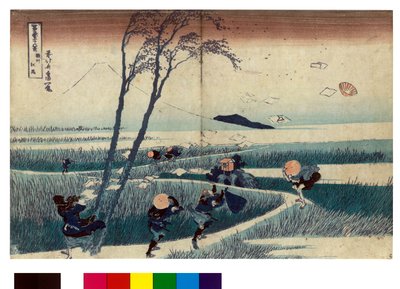 富士山 36 景系列：日本骏河省江尻的景色 - 葛饰北斋（1760-1849 年）（浮世绘画派）1830 年版画 俄罗斯圣彼得堡国立冬宫 作者 葛饰北斋