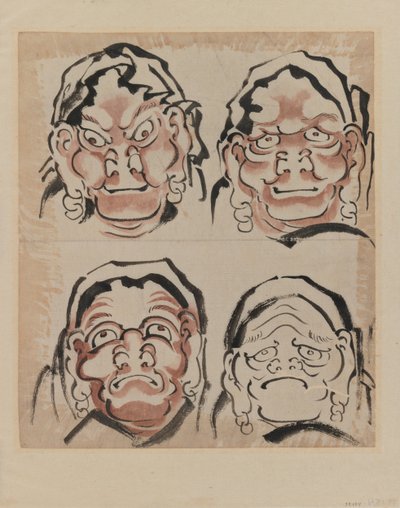 四面画（纸上墨水） 作者 葛饰北斋