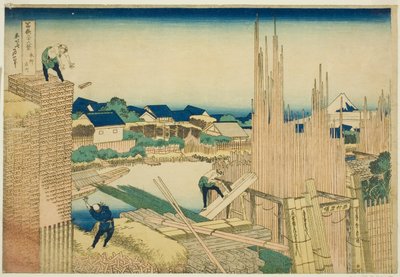 立川在本庄（本庄立川），选自 "富士山三十六景 "系列 作者 葛饰北斋