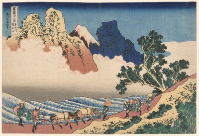 从美浓川看到的富士山背面（美浓川上富士），选自《富士山三十六景》系列 作者 葛饰北斋