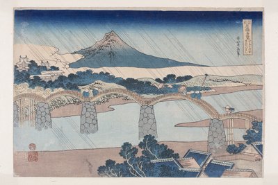 苏锦带桥？ 省（Su？no kuni Kintaibashi）（彩色木版画） 作者 葛饰北斋