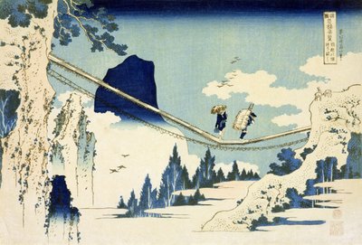 飞ida与Etchu之间的吊桥（木刻版画） 作者 葛饰北斋