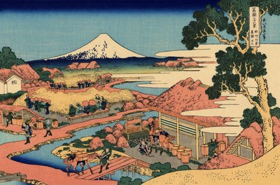 骏河省的片仓茶园，约1830年（木版画）。 作者 葛饰北斋