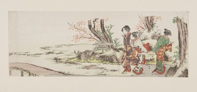 三个赏樱花的女人（彩色木版画） 作者 葛饰北斋