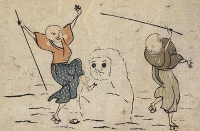 两个盲人和雪人 作者 葛饰北斋