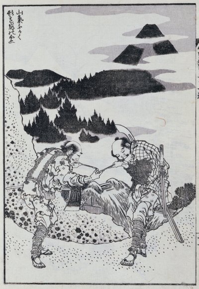 两个男人，来自漫画（彩色木版画） 作者 葛饰北斋