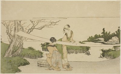 两名妇女在拉布 作者 葛饰北斋