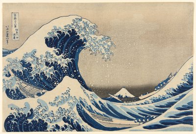 神奈川近海波浪下》（Kanagawa oki nami ura），又名《巨浪》，选自《富士山三十六景》（Fugaku sanjūrokkei ）系列 作者 葛饰北斋