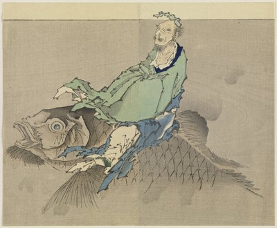 无题，1890年（木版画，墨水和纸张上的颜色） 作者 葛饰北斋