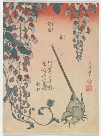 江边和紫藤，江户时代，1834年（彩色木版画） 作者 葛饰北斋