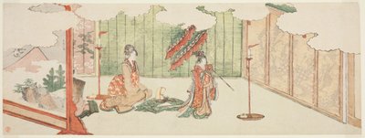 年轻女孩在贵族宅邸跳舞 作者 葛饰北斋