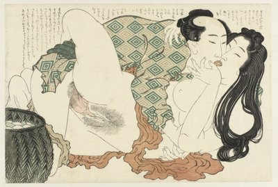 接吻的渔夫和潜水员
阿多尼斯植物（系列名称）
福寿草（系列名称） 作者 葛饰北斋