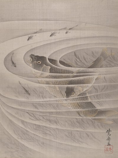 鱼在漩涡，ca。 1887年。 作者 川边京菜