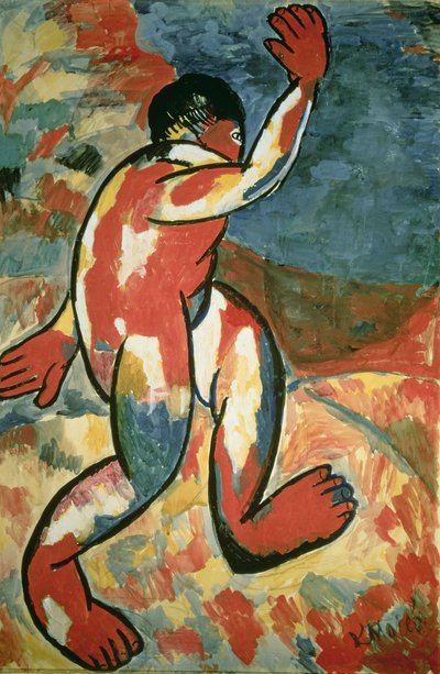 一个沐浴者，1911年（纸上水粉） 作者 Kazimir Severinovich Malevich