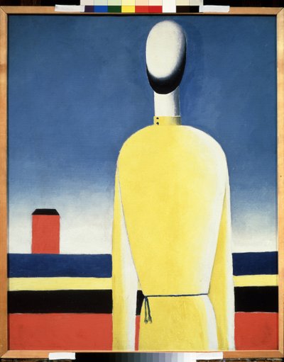 复杂的预感。Torse dans une chemise jaune（《复杂的预感：穿黄衬衫的躯干》）。卡西米尔-塞韦里诺维奇-马列维奇（1878-1935 年）的绘画，纸上油画 作者 卡齐米尔·塞韦里诺维奇·马列维奇