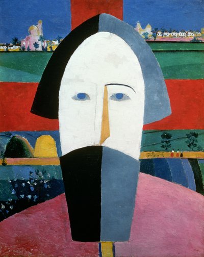 农民的头，c.1929-32（布面油画） 作者 卡齐米尔·塞韦里诺维奇·马列维奇
