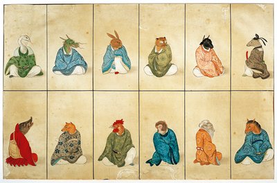 有动物头的男人，水彩 作者 川原敬佳
