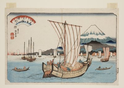 芝湾归航（芝浦之棋）（彩色木版画） 作者 京西铁