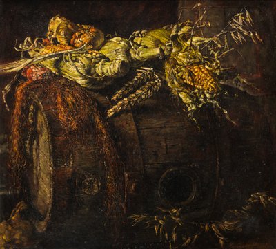 老桶和玉米棒子（布面油画） 作者 肯尼斯·牛顿
