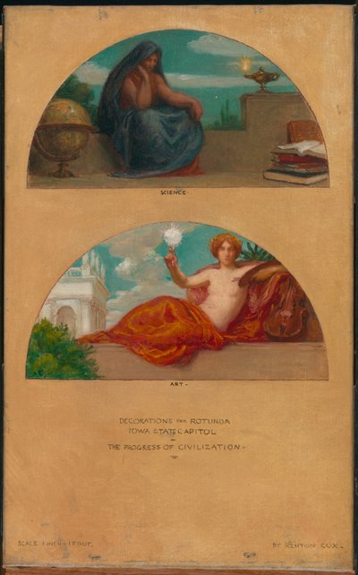文明的进步：科学与艺术壁画研究，州议会大厦，爱荷华州得梅因，1905-1 作者 凯尼恩·考克斯（Kenyon Cox）