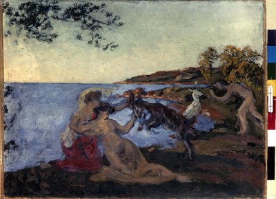 神话主题。Ker Xavier Roussel（1867-1944 年）的作品，约创作于 1903 年。卡片油画。纳比斯。尺寸：47x62 厘米。圣彼得堡（圣彼得堡）冬宫博物馆 作者 克尔·泽维尔·罗素