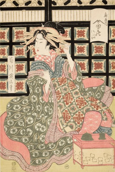Eizan 的《妓女》浮世绘版画，约 1810 年（彩色木版画） 作者 菊川荣山
