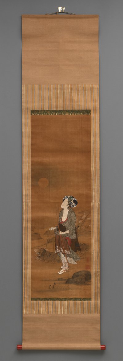 站立人物，c.1790-1850（丝绸水彩画） 作者 北川藤丸
