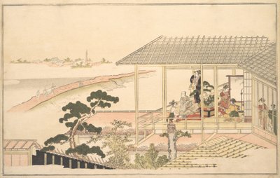 1789年月夜，在吉原的一所房子里的欢乐者聚会。 作者 北川宇多郎