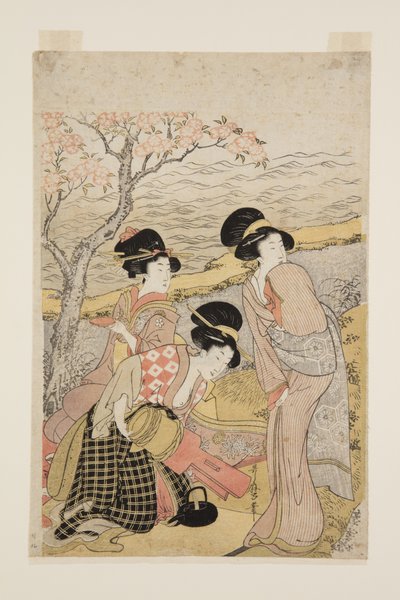 海边清酒派对（彩色木版画） 作者 北川宇多郎
