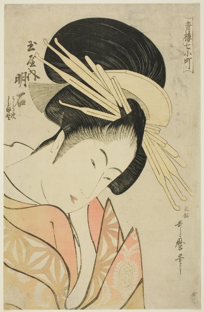 吉原七小町（Seiro nana Komachi）系列中的玉屋赤司（Tamaya uchi Akashi, Uraji, Shimano）。 作者 北川宇多郎