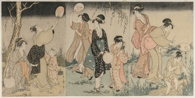 捉萤火虫，c。 1796-1797。 作者 北川宇多郎