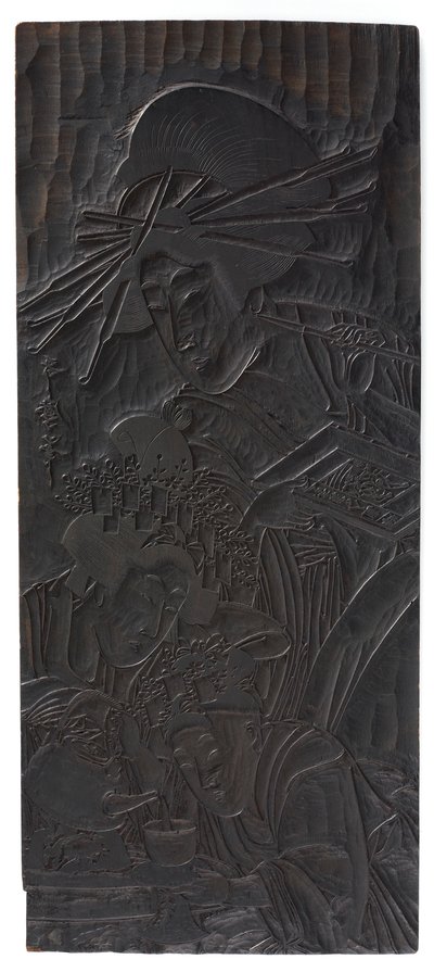 三个妇女形象的设计，江户时期，1753-1806。 作者 北川宇多郎