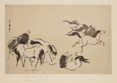 马（彩色木版画） 作者 北川宇多郎