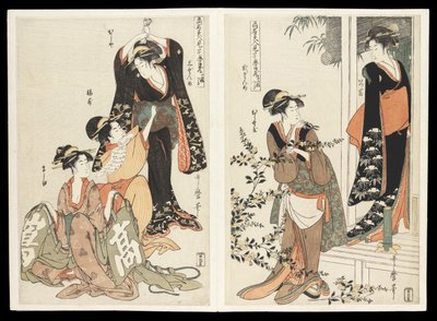 KômeipijinmitateChûshingurajunimaitsuzuki（由着名美女模仿的Chûshingura戏剧）：一套十二幅版画，c.1795（彩色木版画） 作者 北川宇多郎