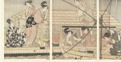 夜间捕鱼 作者 北川宇多郎