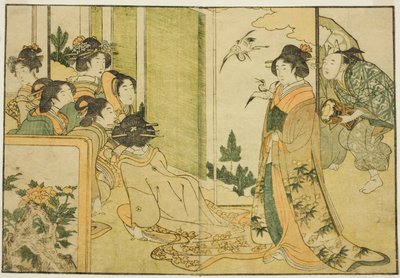 封建领主府邸的新年万字表演，选自绘本《图画书：四季之花》，第 1 卷 作者 北川宇多郎