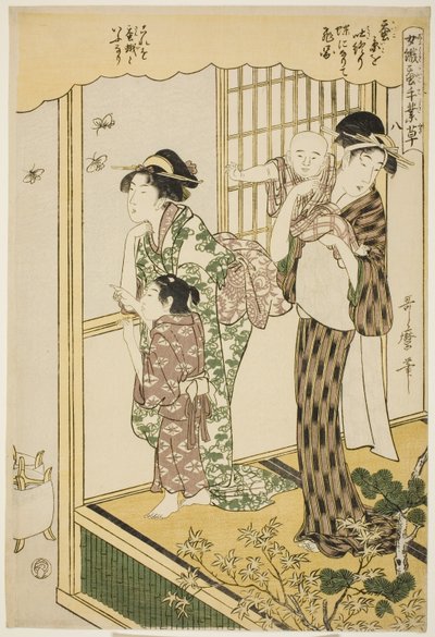 第 8 号（八），选自 "从事蚕桑业的妇女（Joshoku kaiko tewaza-gusa）"系列 作者 北川宇多郎
