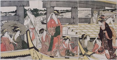 在两国桥的上方和下方c。 1796年 作者 北川宇多郎
