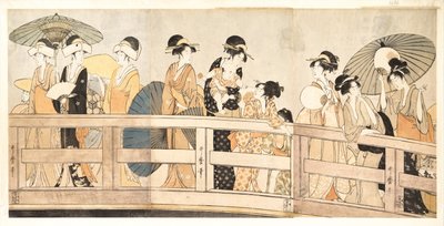 在两国桥的上方和下方c。 1800 作者 北川宇多郎