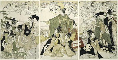 模仿源赖朝在汤滨放鹤的场景 作者 北川宇多郎