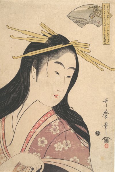 Tetsukuri no Tamagawa，出自系列作品《Six Tama Rivers Mu Tamagawa》，约1798年。 作者 北川宇多郎