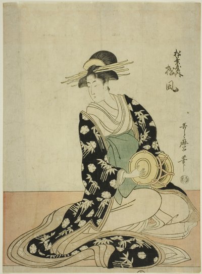 松屋歌妓松风》，选自松屋歌妓五乐师无标题系列作品 作者 Kitagawa Utamaro