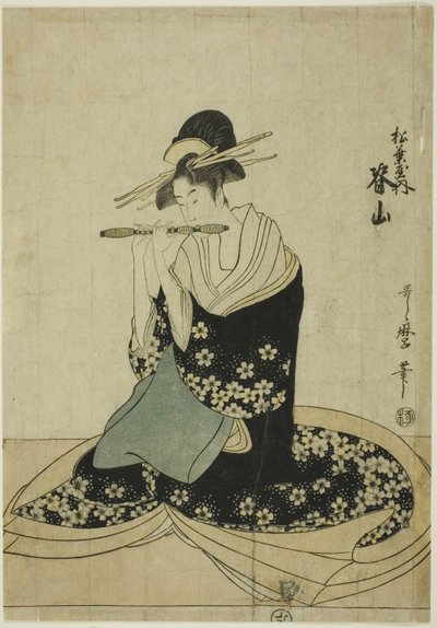 松房歌妓 Seyama》，选自无标题的松房歌妓五重奏系列 作者 Kitagawa Utamaro