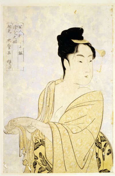 The Fancy-Free Type, from the series Ten Types in the Physiognomic Study of Women par Utamaro, Kitagawa (1753-1806), c. 1793 - Colour woodcut, 34,2x22,6 - Private Collection 作者 北川宇多郎
