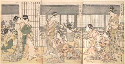 三个喝醉了的歌妓，1790年代。 作者 北川宇多郎