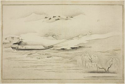 雪中拖驳船，选自专辑《银色世界 作者 北川宇多郎